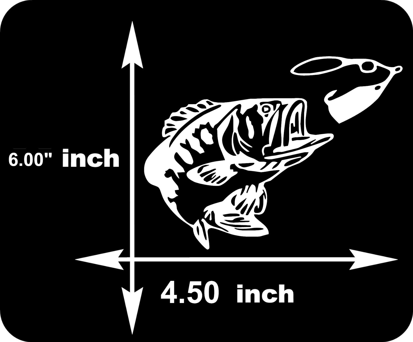 Largemouth Bass with Fishing Lure Vinyl Decal Sticker car truck size 6″ x 4.50″