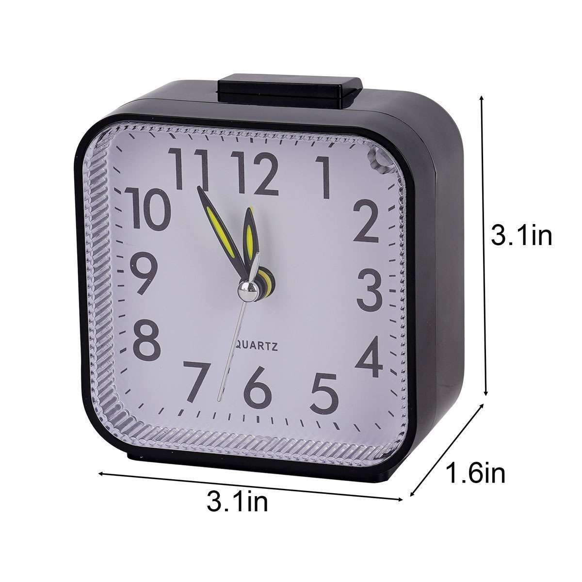 Portable Small Alarm Clock Analog Battery Operated Silent No Ticking With Light