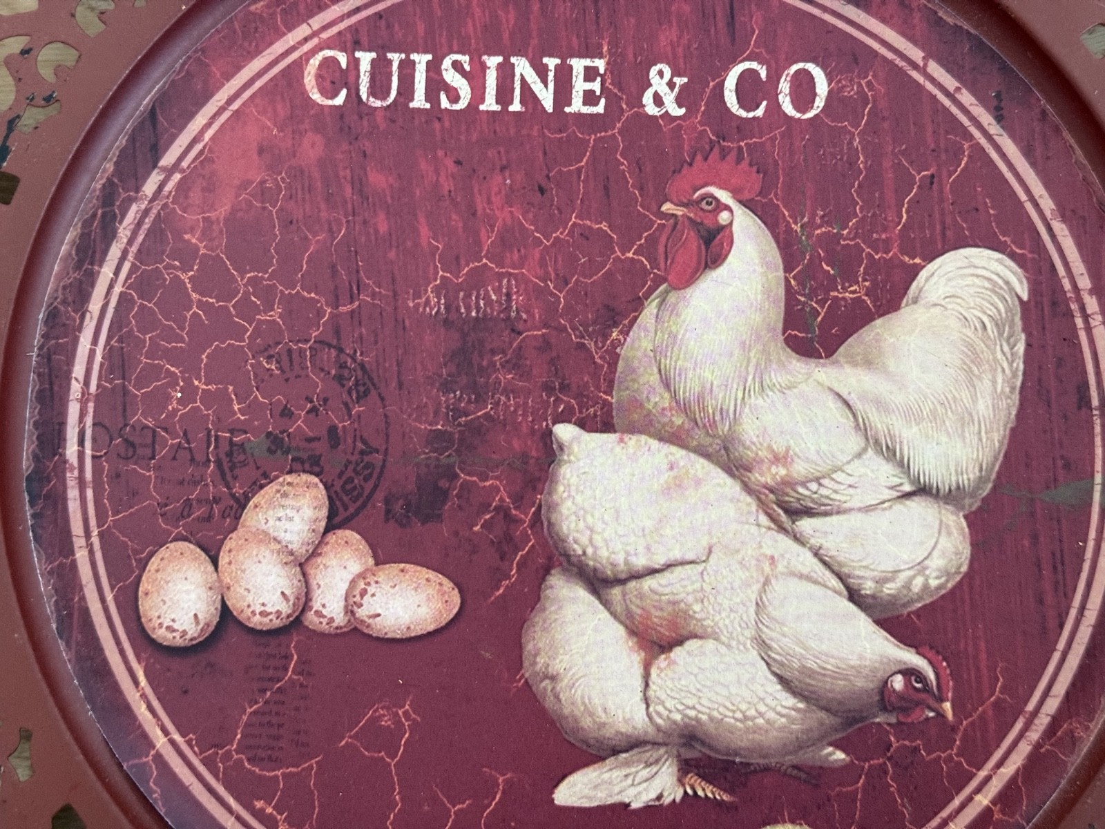 Set of 2 Cuisine & Co 12.5″ Cutout Plate Sign Chickens Retro Farm Country Decor