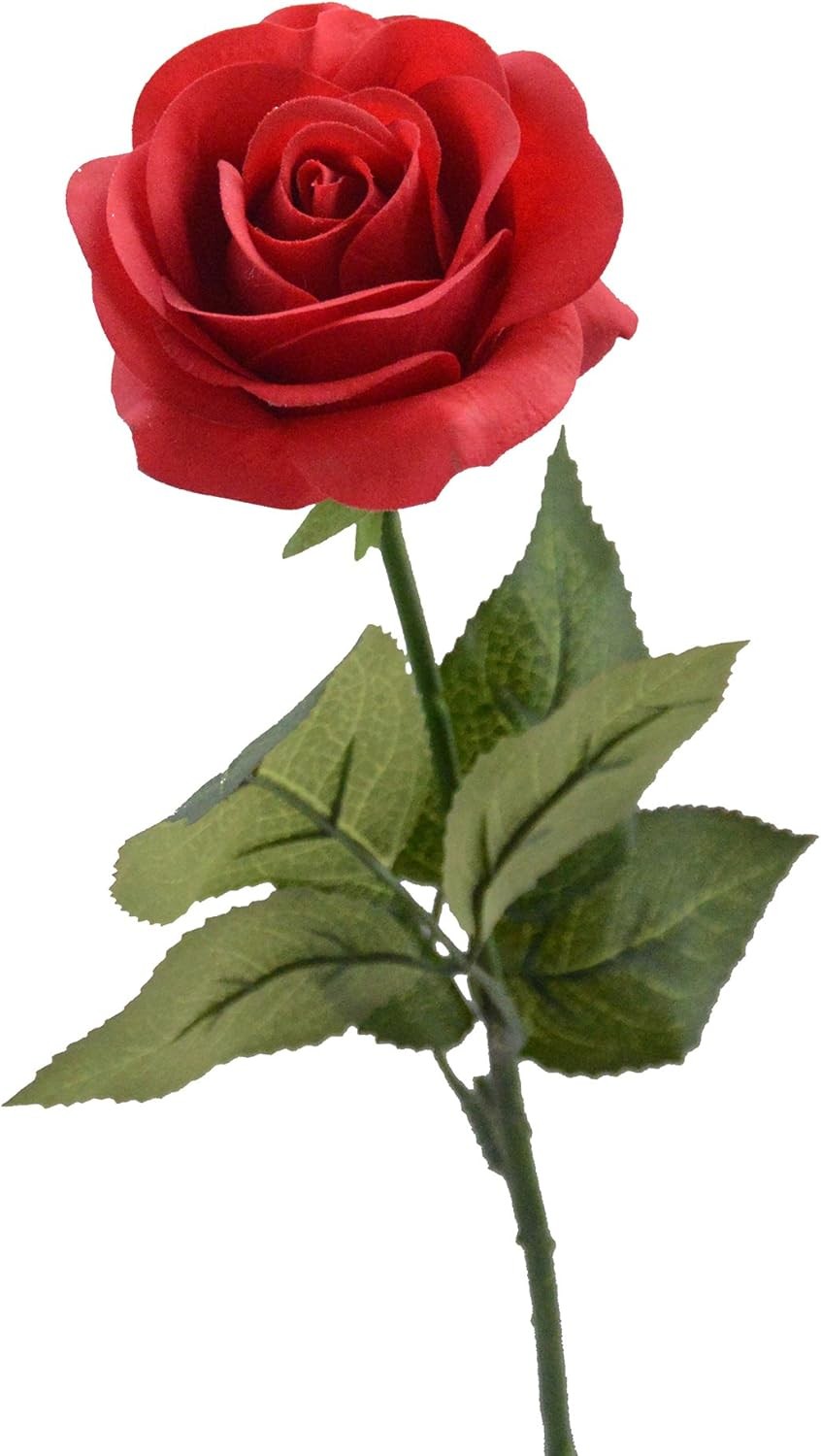 Red Rose Artificial Flowers, 1Pc 17″ Single Red Rose for Valentine’s Mother’s Da