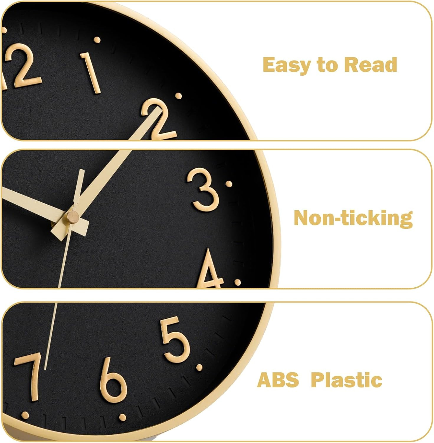 Wall Clock 8 Inch, Wall Clocks Battery Operated Silent Non-Ticking Modern Analog