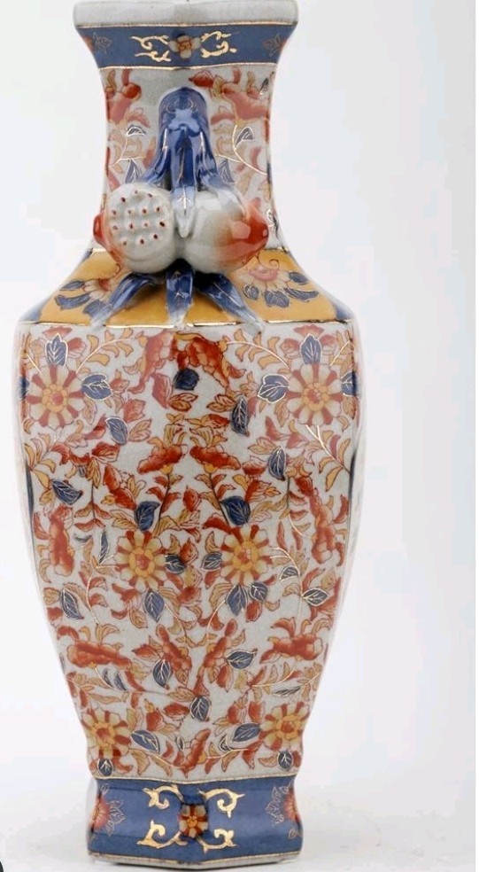 Imari Porcelain Hex Slim Vase -6.5″ x 15″ H