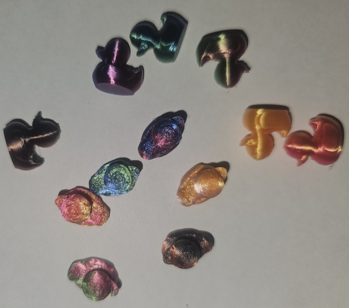 Assorted 3D Printed Mini Ducks Figurines, Shiny Gradient Color (12 pc Lot)