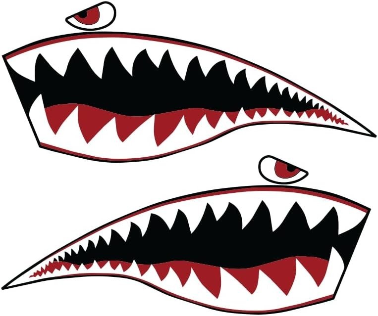 Shark Mouth Teeth Vinyl Decal Set Military Bomber Style Sticker For Auto 8 Inch