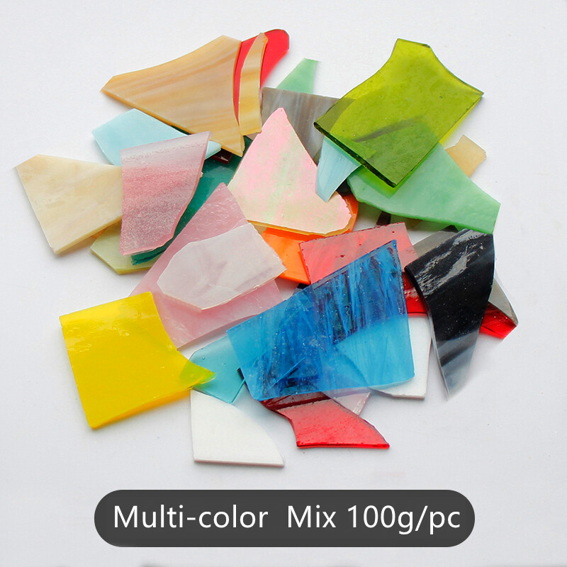 100g Translucent Mosaic Tiles Bulk Glass Stained Assorted Color Creative DIY