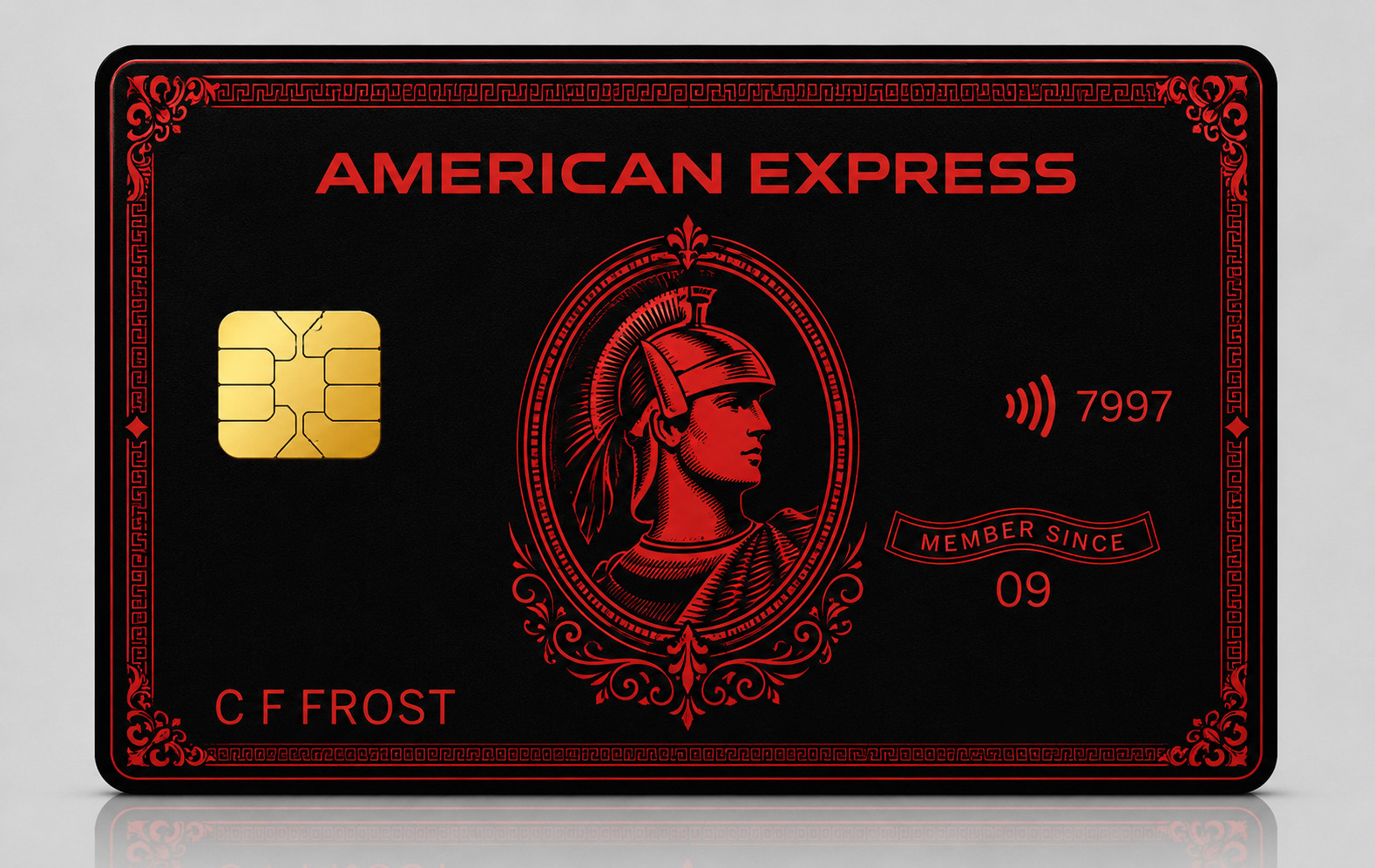 Luxury Black Red American Express Debit Card Credit Card Skin Vinyl Sticker