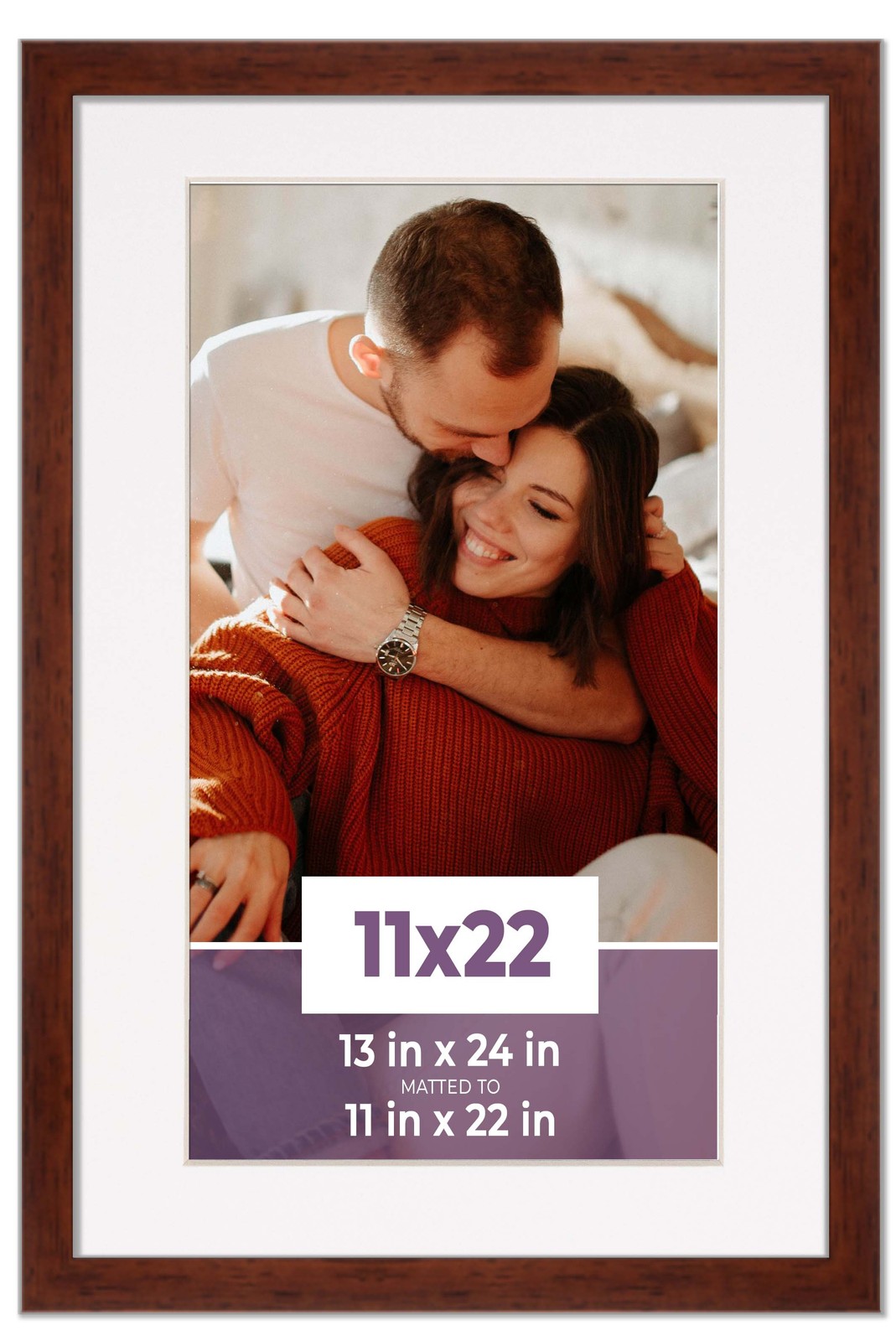 11×22 Frame Walnut With White Picture Mat For 11×22 Photo – Walnut 13×24 Frame T