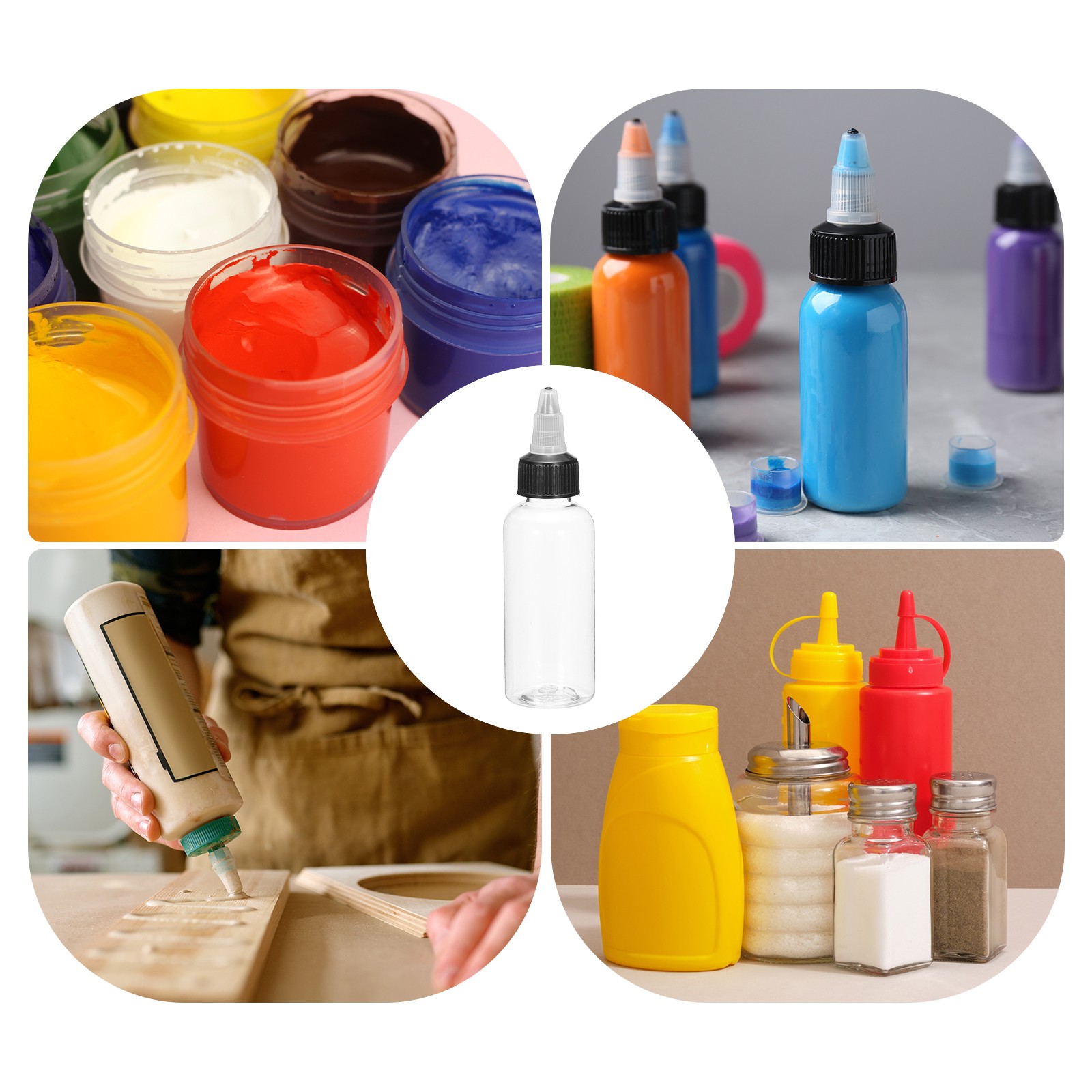 12Pcs 2oz/60ml Squeeze Bottles Clear Dispensing Bottles with Cap