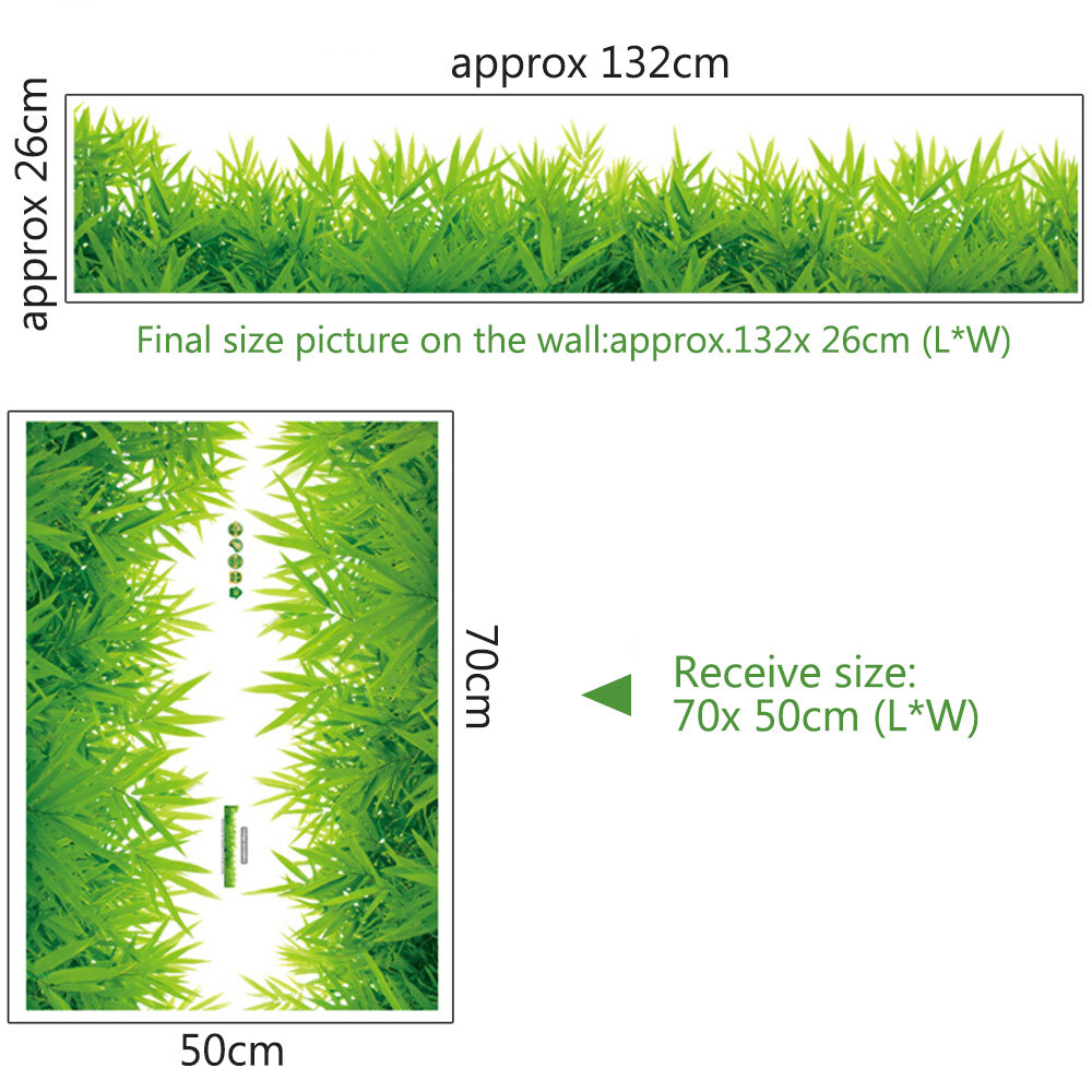 Fresh Green Grass Wall Stickers PVC Waterproof DIY Removable Decals Murals OK