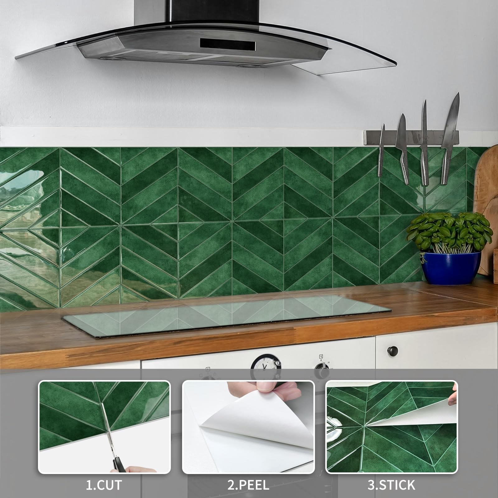 Herringbone Tile Peel and Stick Backsplash,10 Sheet Thicker Stick on Backspla…