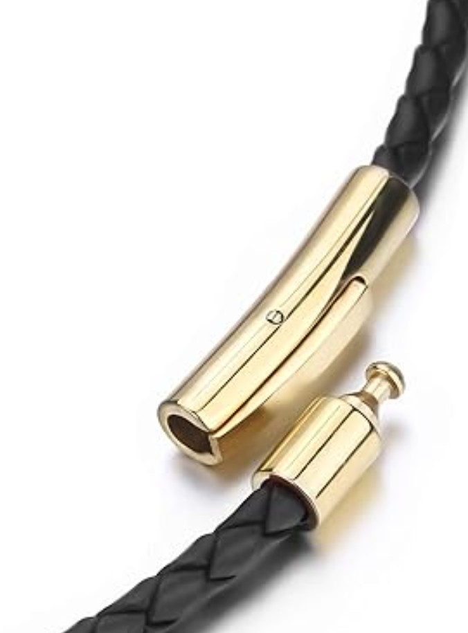 3mm Mens Womens Genuine Leather Necklace Cord Multicolor Braided Gold Stainless