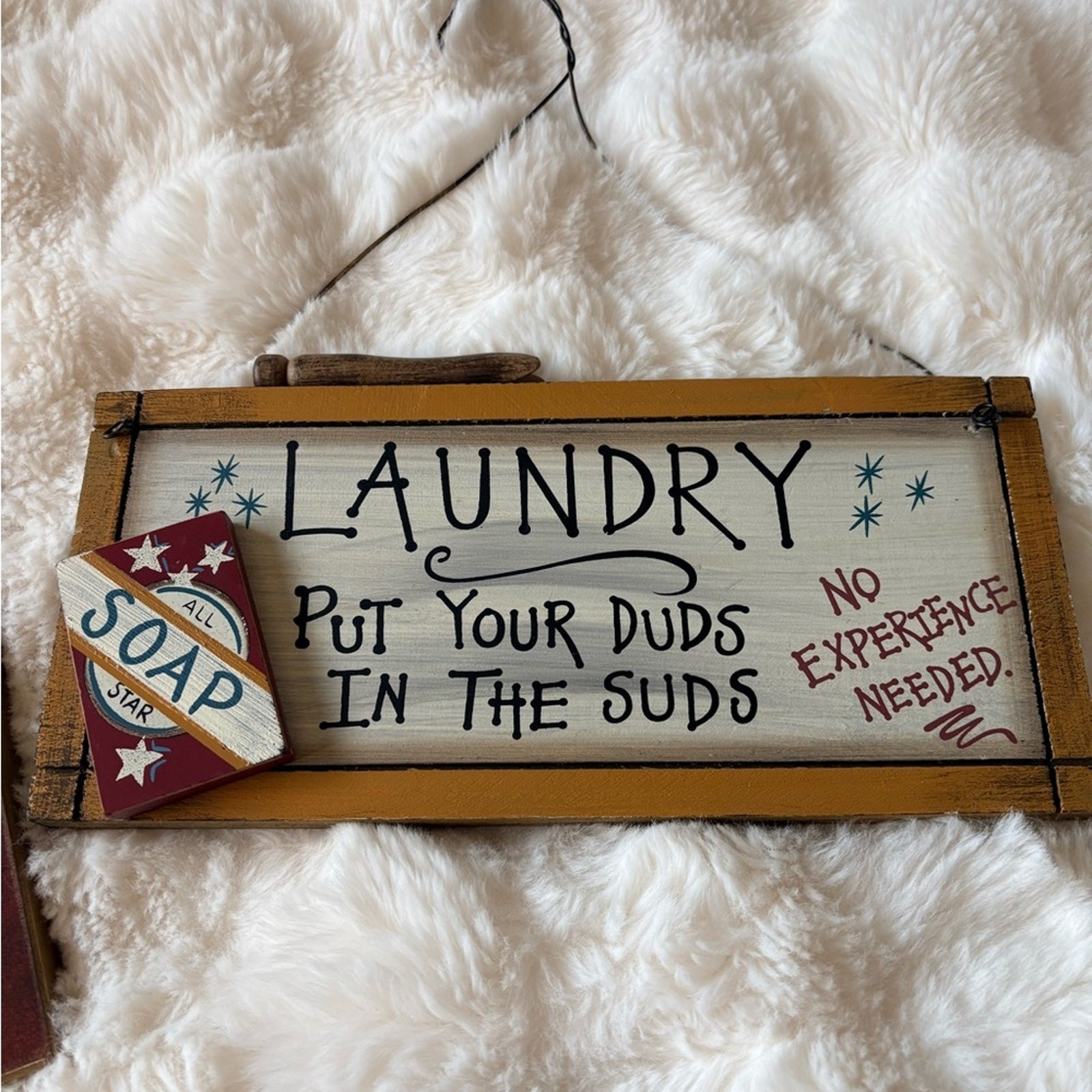 2pc Rustic Laundry Room Signs Bundle Mom’s Laundry + Put Your Duds in the Suds
