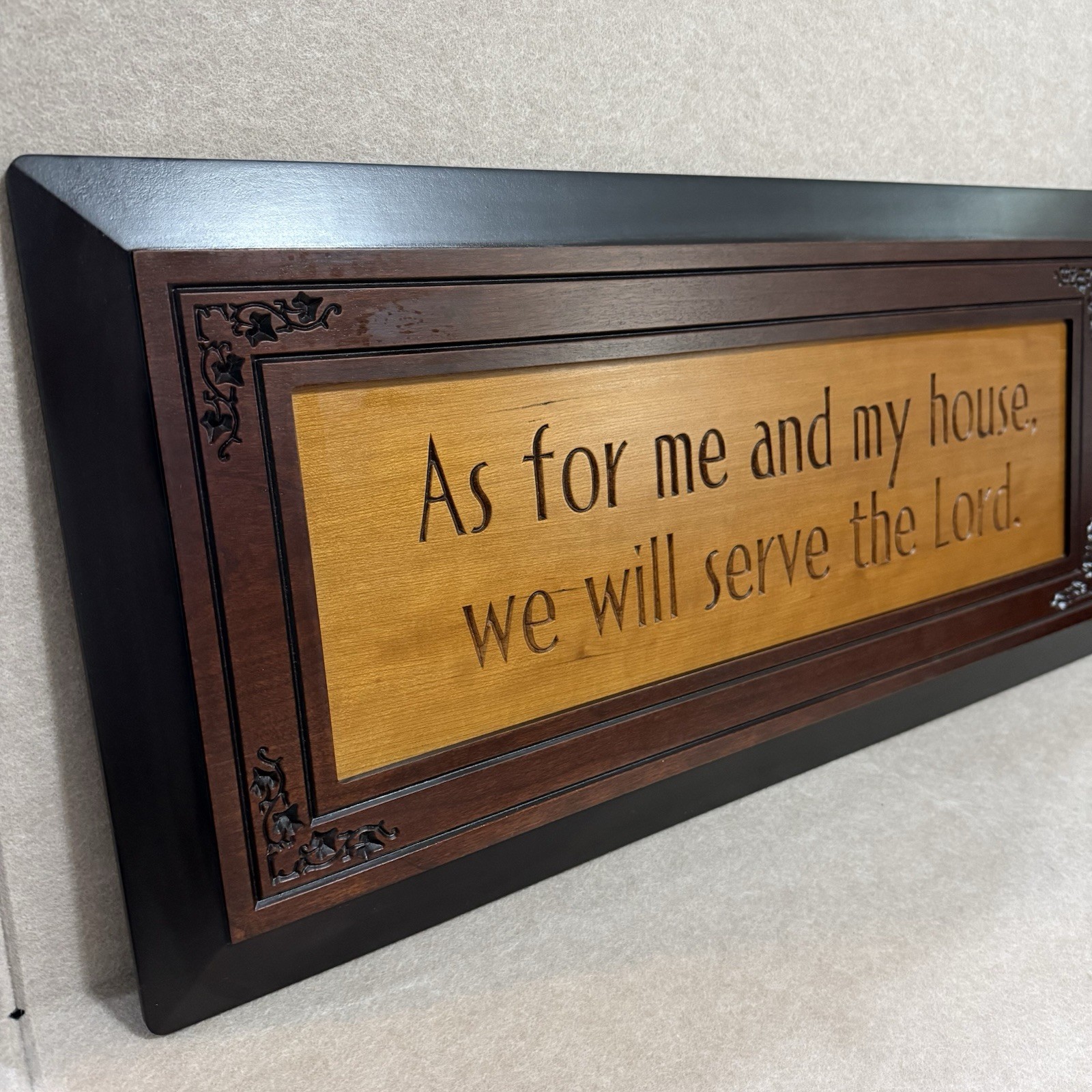 P. Graham Dunn 30” Wood Plaque “My House Will Serve Lord” Carved Wall Art Decor