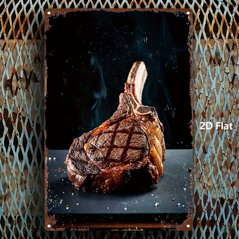 Metal Steak Sign 8×12 Inches Rustic Iron Wall Art