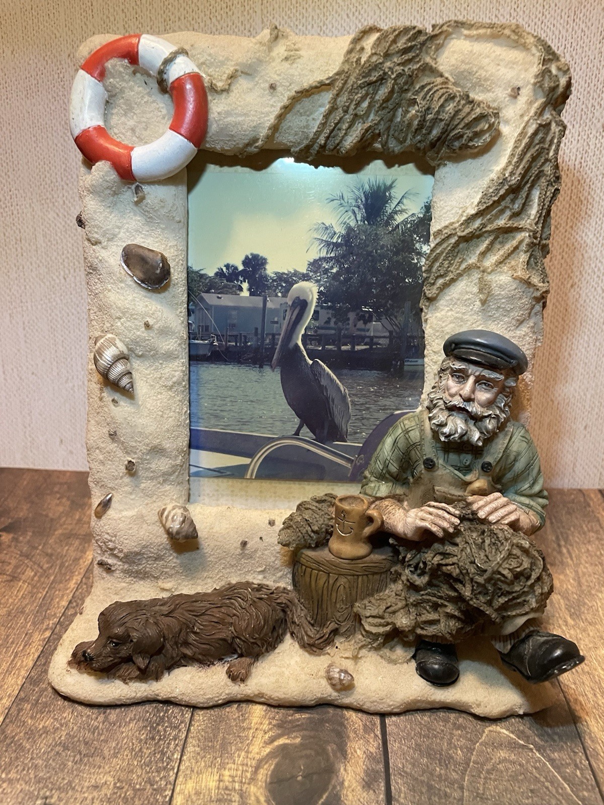 Vintage 1990s “ Old Salts “ Fisherman Nautical Beach 3D Resin Picture Frame