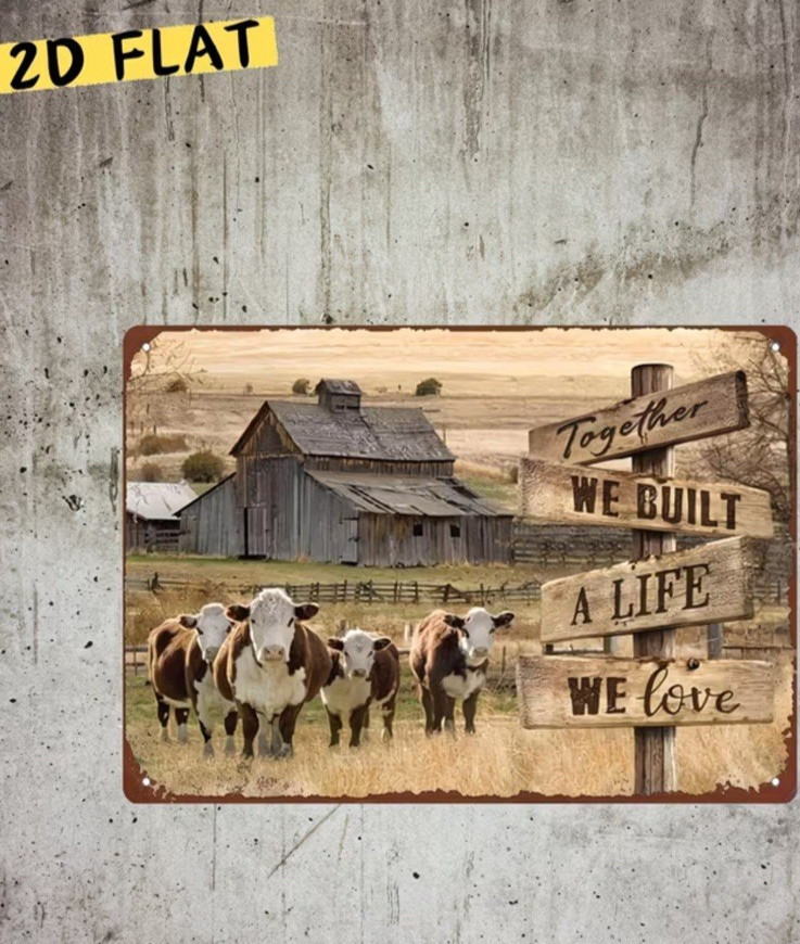 Farmhouse Metal 8×12 Inch Inspirational Family Quotes “Together We Built A Life”