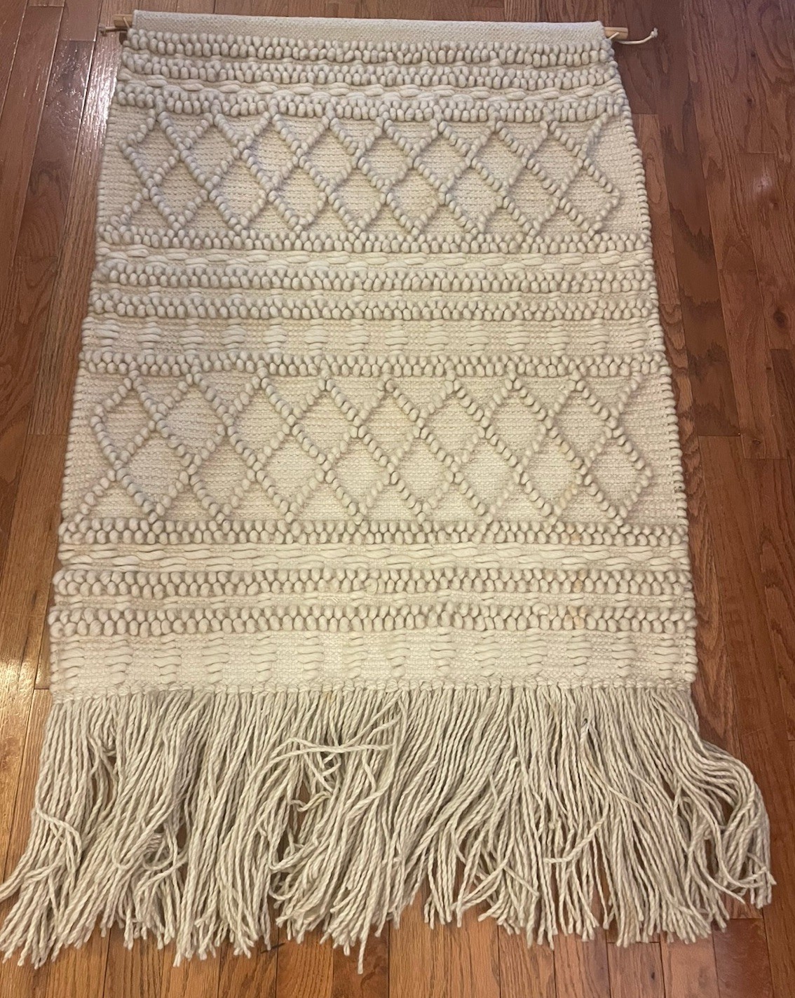 X-Large Vintage Macrame Wall Hanging Jute 31″x 46” Fringed
