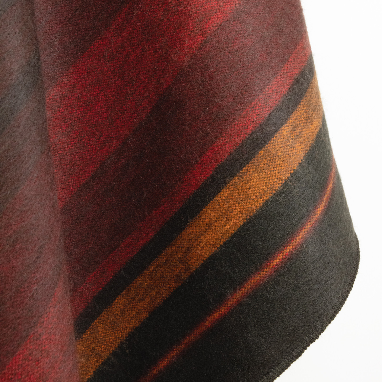 HIGHLAND STRIPED ALPACA WOOL BLANKET – 95×69 in | RED BROWN ORANGE GREY | QUEEN