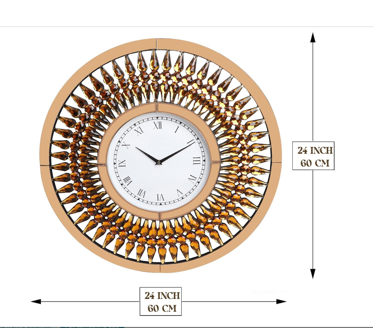 XunDong 24 Inch Large Wall Clock Boho, Retro Roman Numeral Wall Clock, Silent…