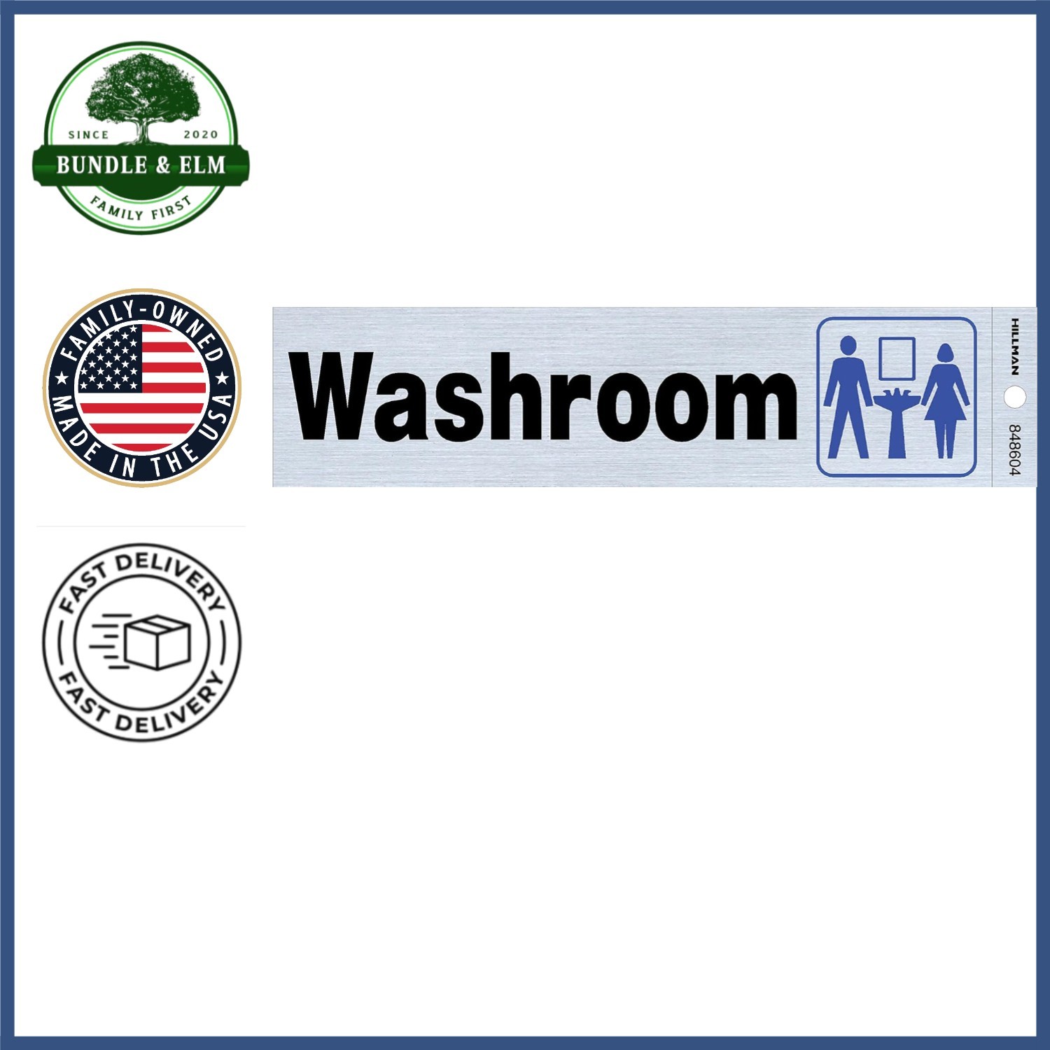 Unisex Washroom Sign 2×8 Inches with Bold Text and Durable Mylar Material