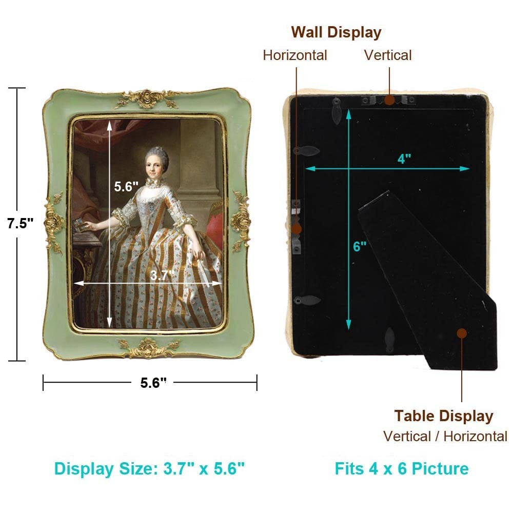 Vintage 4×6 Picture Frame, Antique Ornate Photo Frame, Table Top Display