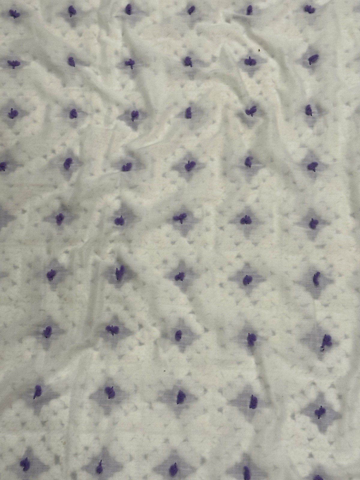 Handmade Crochet Granny Square Blanket Purple White 65×45 Throw Afghan