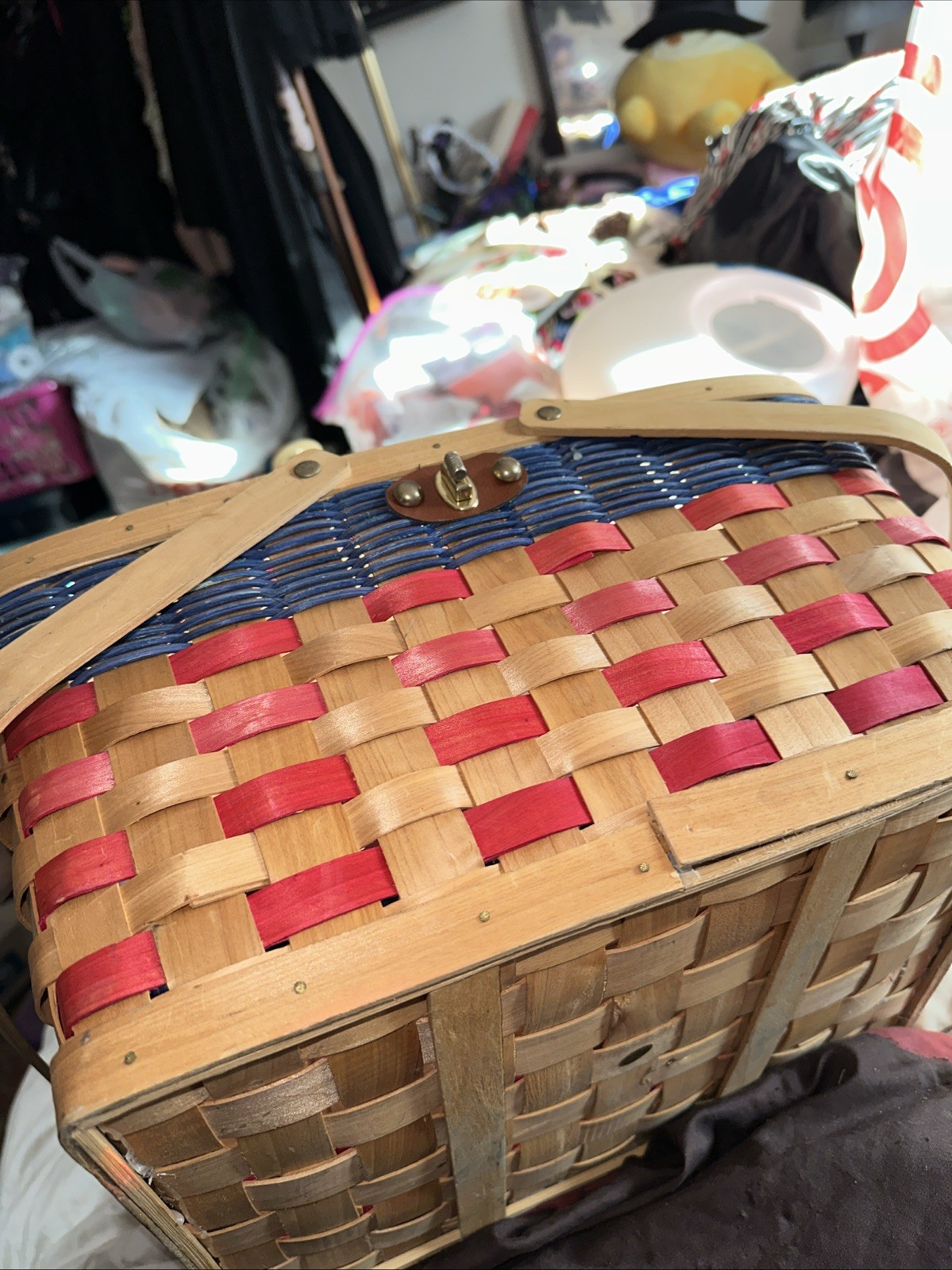 Longaberger Lidded Picnic Basket Vintage See Pictures*