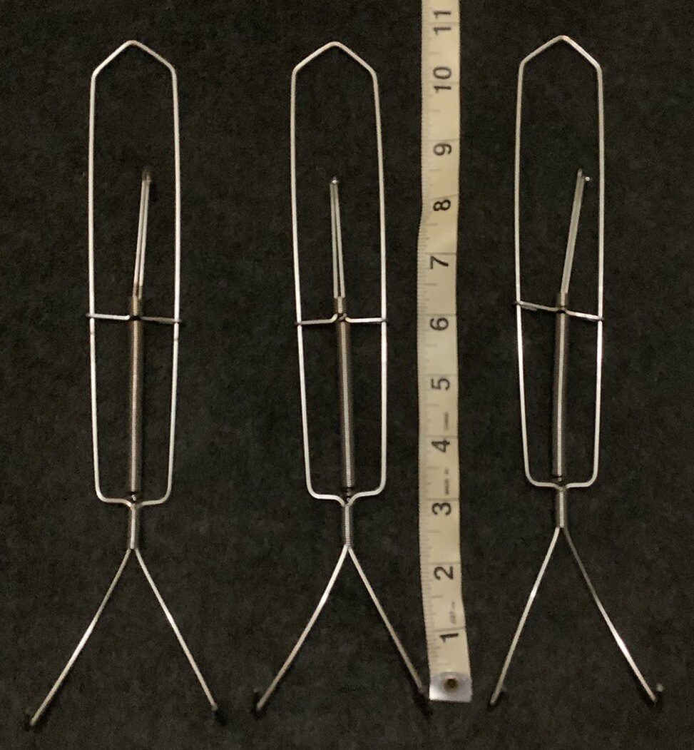Lot Of 3 Collector Plate Metal Spring Adjustable Wall Hangers