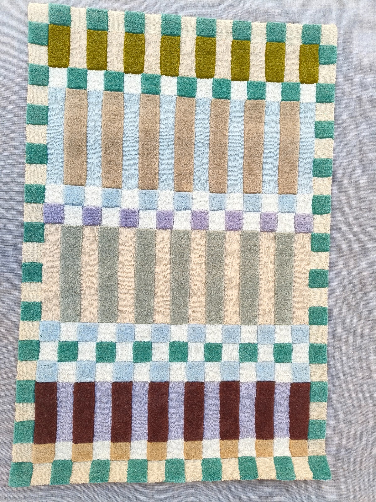 Hoxton Hand-Tufted Wool Rugs Modern Geometric Design Checkered Pattern Carpets