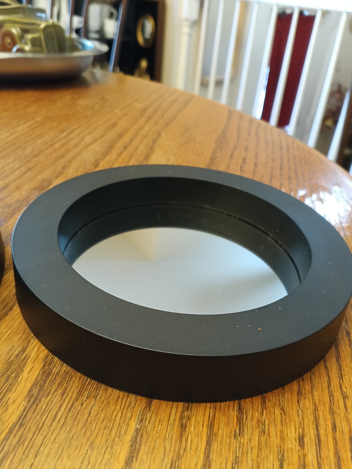 Two Black Framed Round Mirrors 1-9 In Diameter 1-7 In Diameter