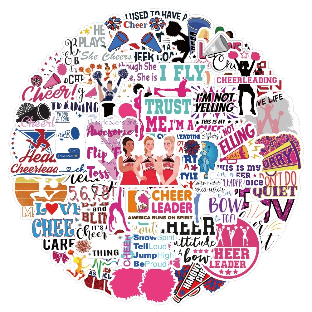 50 PCS Cheer Stickers Dancing Cheerleader Decals Laptop Hydro Yeti Free Shipping