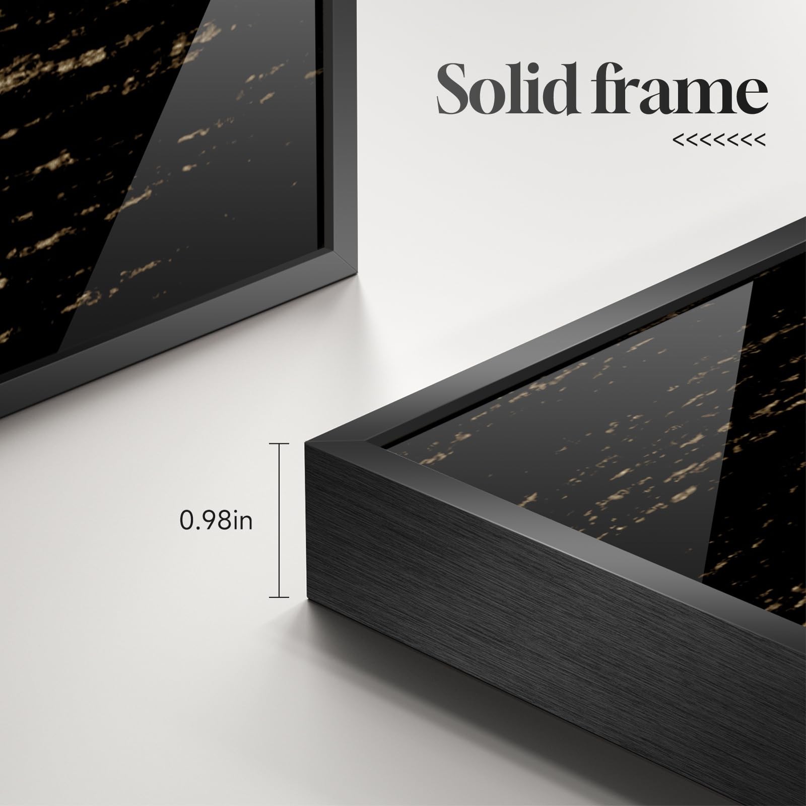 Framed Long Narrow Vertical Moon Wall Art Set of 2, Modern Black White Gold B…