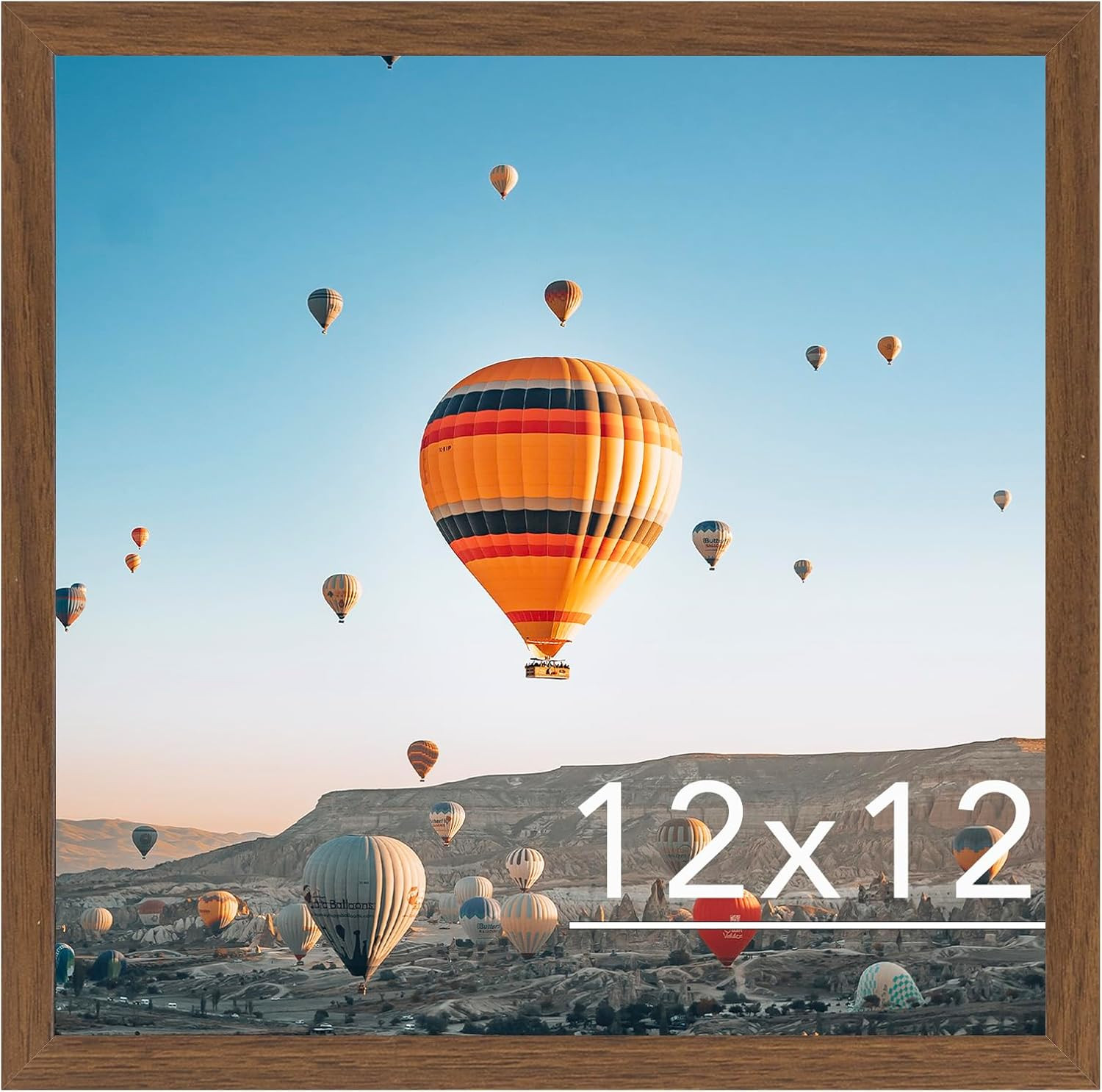 12×12 inch Picture Frame Horizontal and Vertical Formats for Wall Hanging, Brown