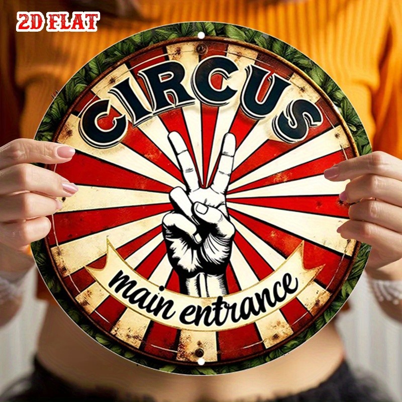 2D Flat, 1pc Vintage Circus Main Entrance Metal Wall Decor – Tin Metal Signs Cir