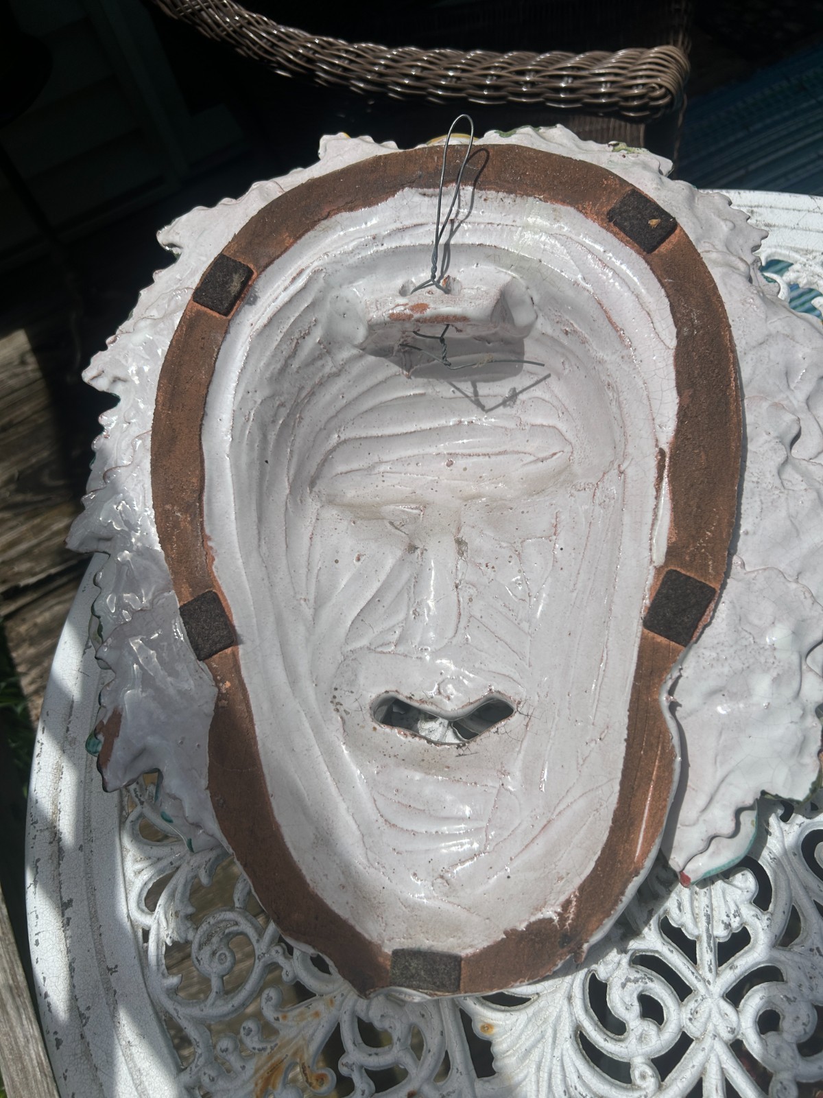 Vintage Italian Folk Art Lg. Mask, Bacchus Crowned by Lemons, from Amalfi Coast