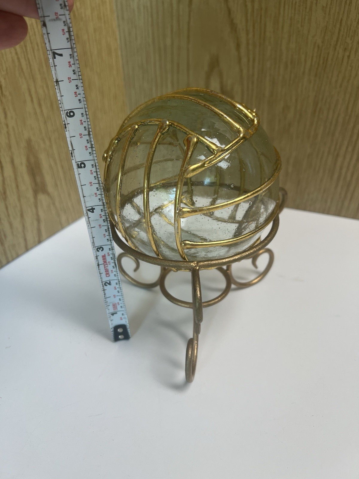 Wrought Iron Stand with Glass Ball Decorated Table Top Decor