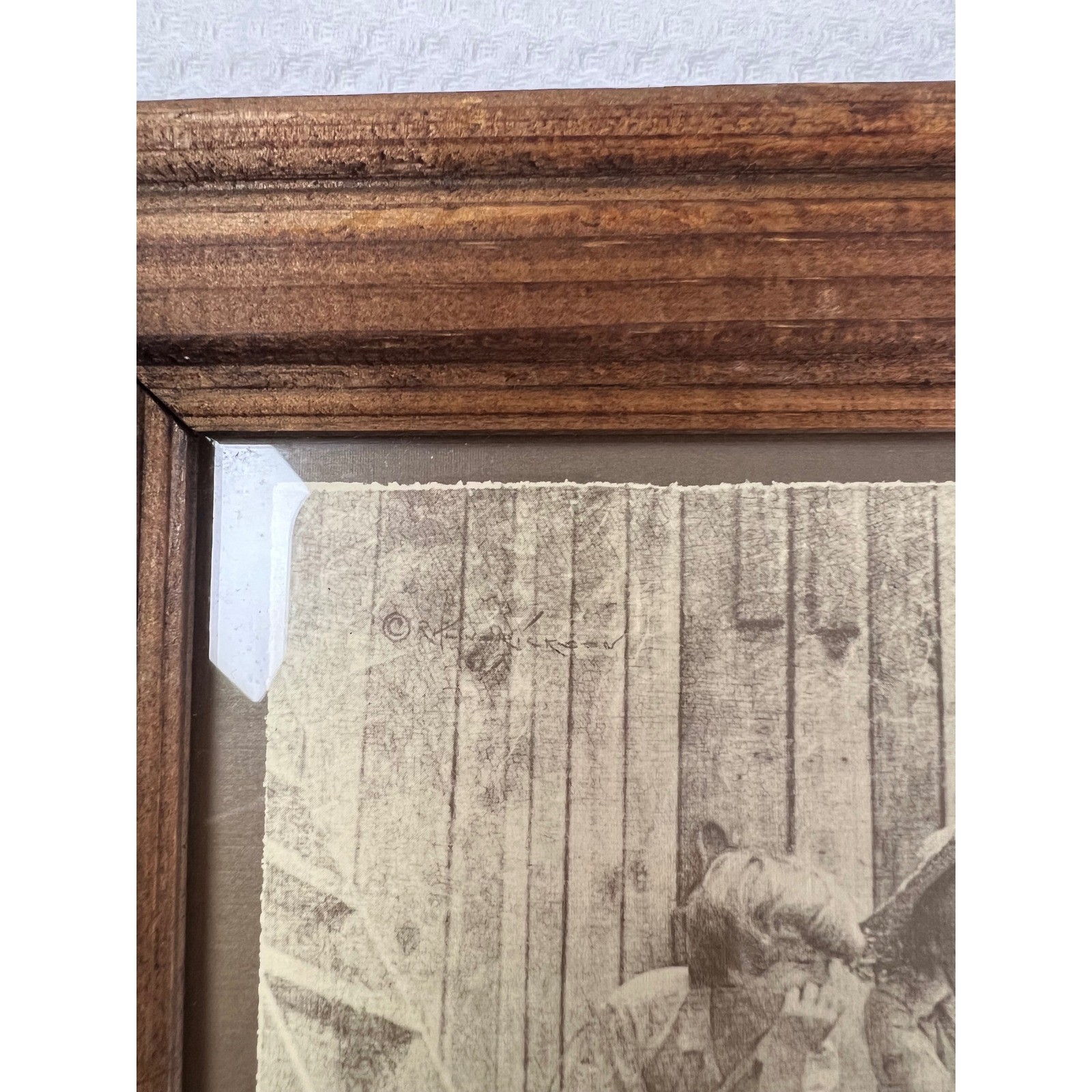 2 VTG R. Hendrickson Sepia Art Prints Rustic Wood Frames Americana 10″x8.5″