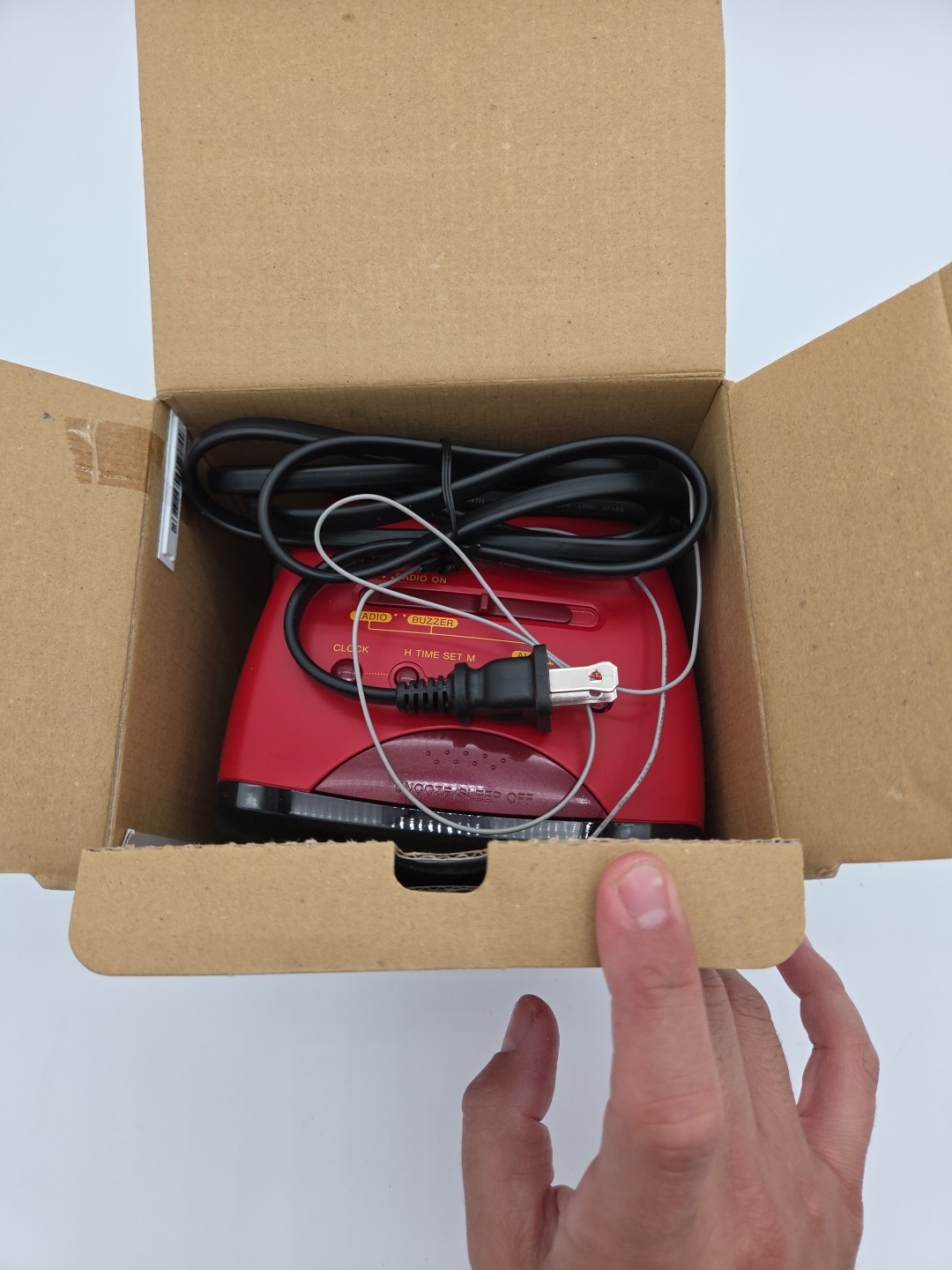 Sony Dream Machine LED AM/FM Alarm Clock Radio ICF-C111 Red Open With Box 90s