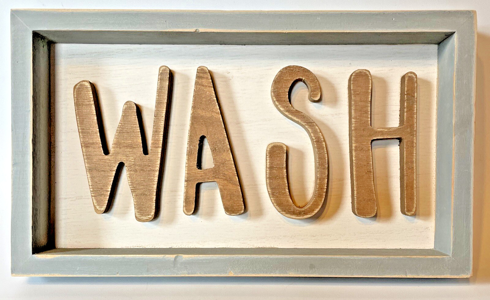 “WASH” Wooden Laundry Room Or Bathroom Sign About 10” x 5.75”