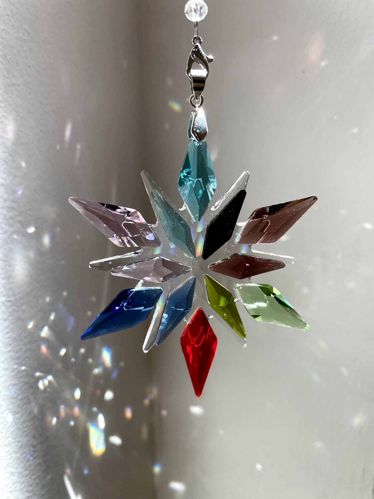 Snowflake Crystal Sun Catcher Christmas Decor Czech Bohemia Crystal Glass Gift