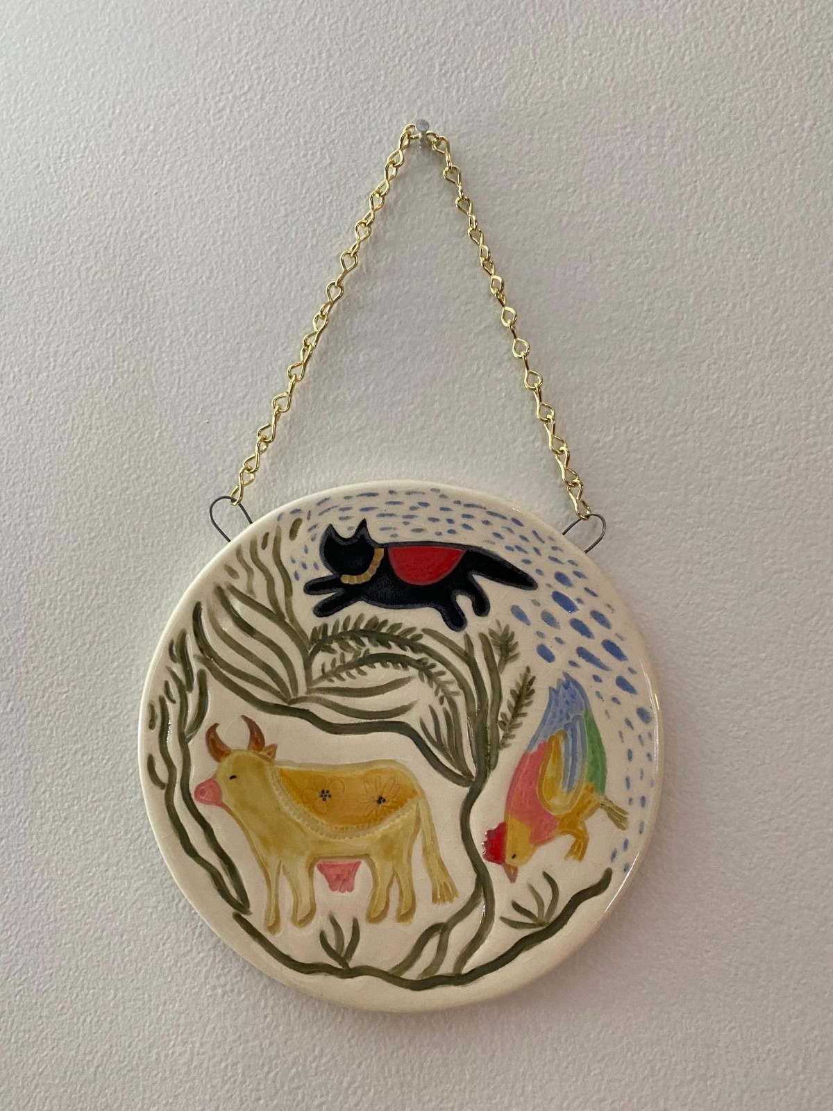farmhouse round ceramic wall art