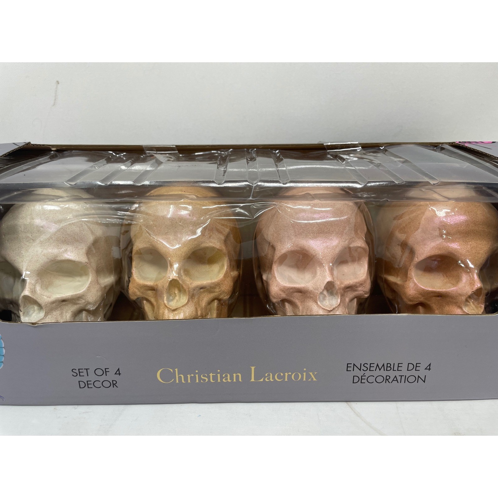 Christian Lacroix Set of 4 Skull Decor Ensemble, Butterfly Box, Metallic