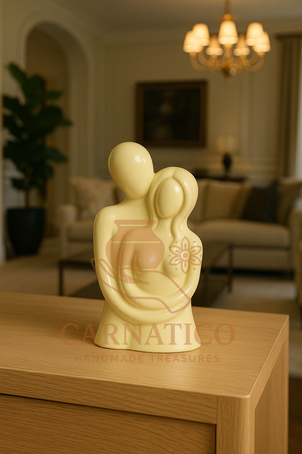 Modern Abstract Couple Sculpture – Romantic Minimalist Home Decor