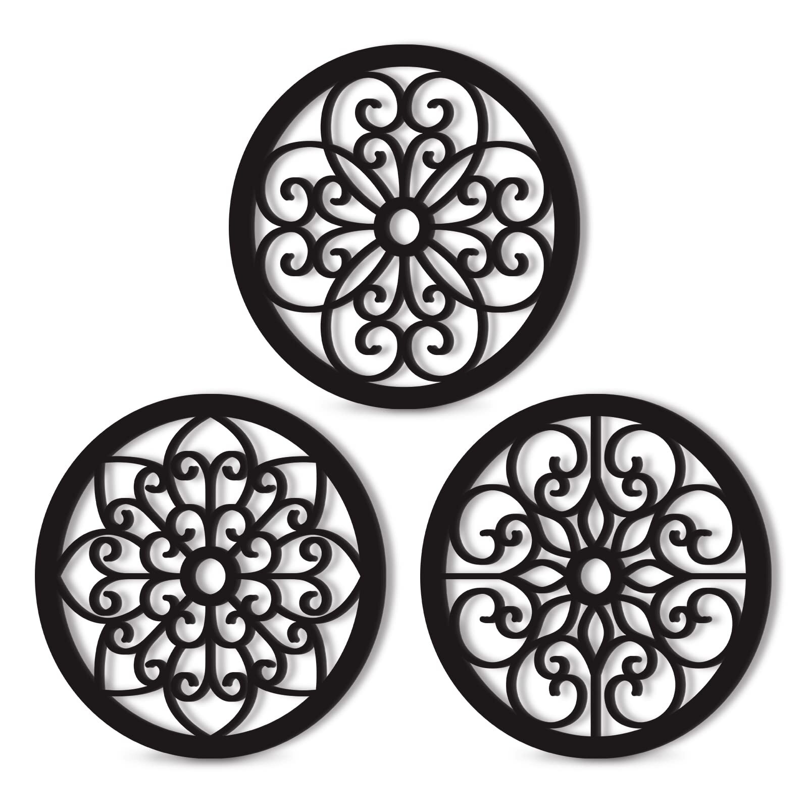 Bnesi 3 Pieces Thickened Rustic Wood Wall Decor,Farmhouse Circle Wall Decor M…