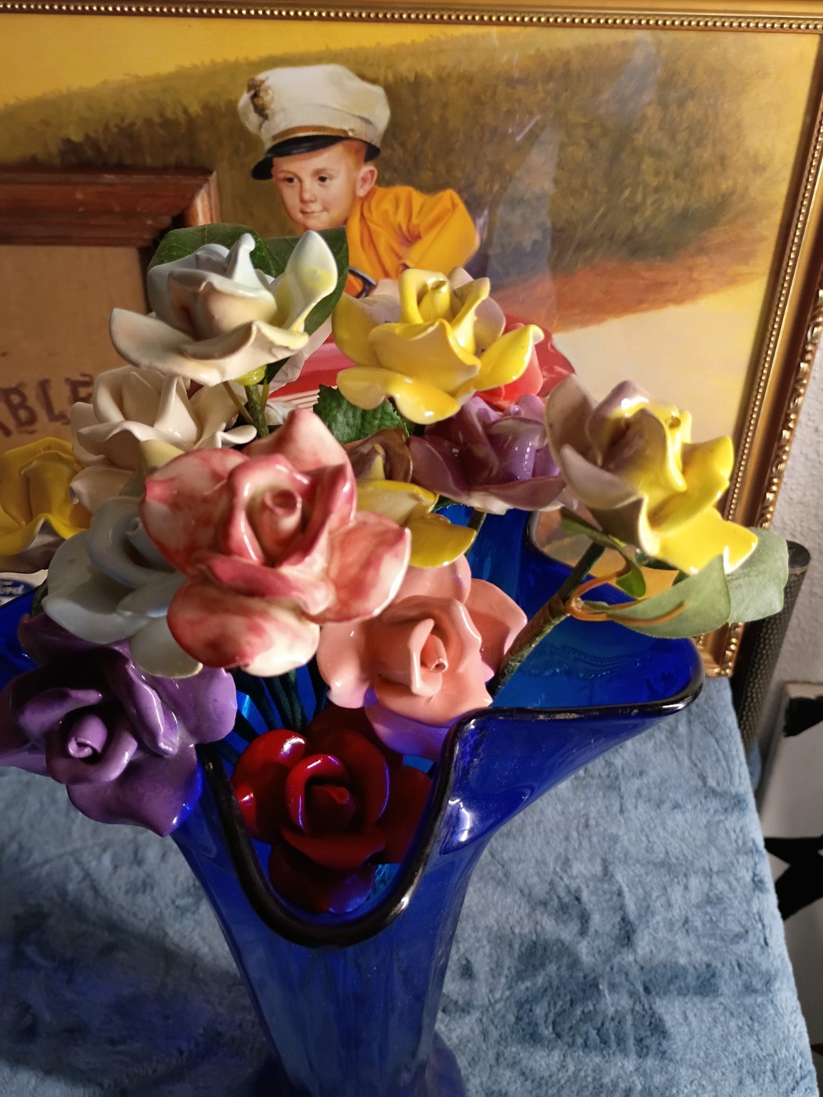 Stemmed Porcelain Flower Ceramic Decorative Floral Rose One (1) Flower