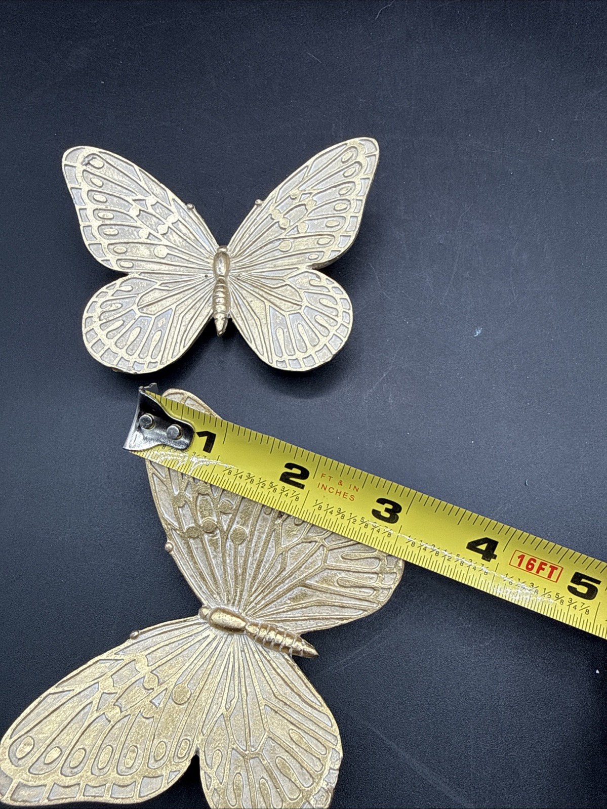 Set Of 7 Resin Plastic Gold Butterfly Wall Hanging Art