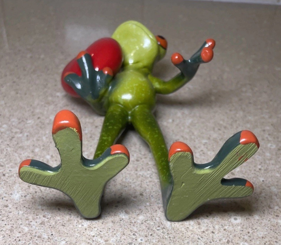 Frog Figurine Holding A Red Heart