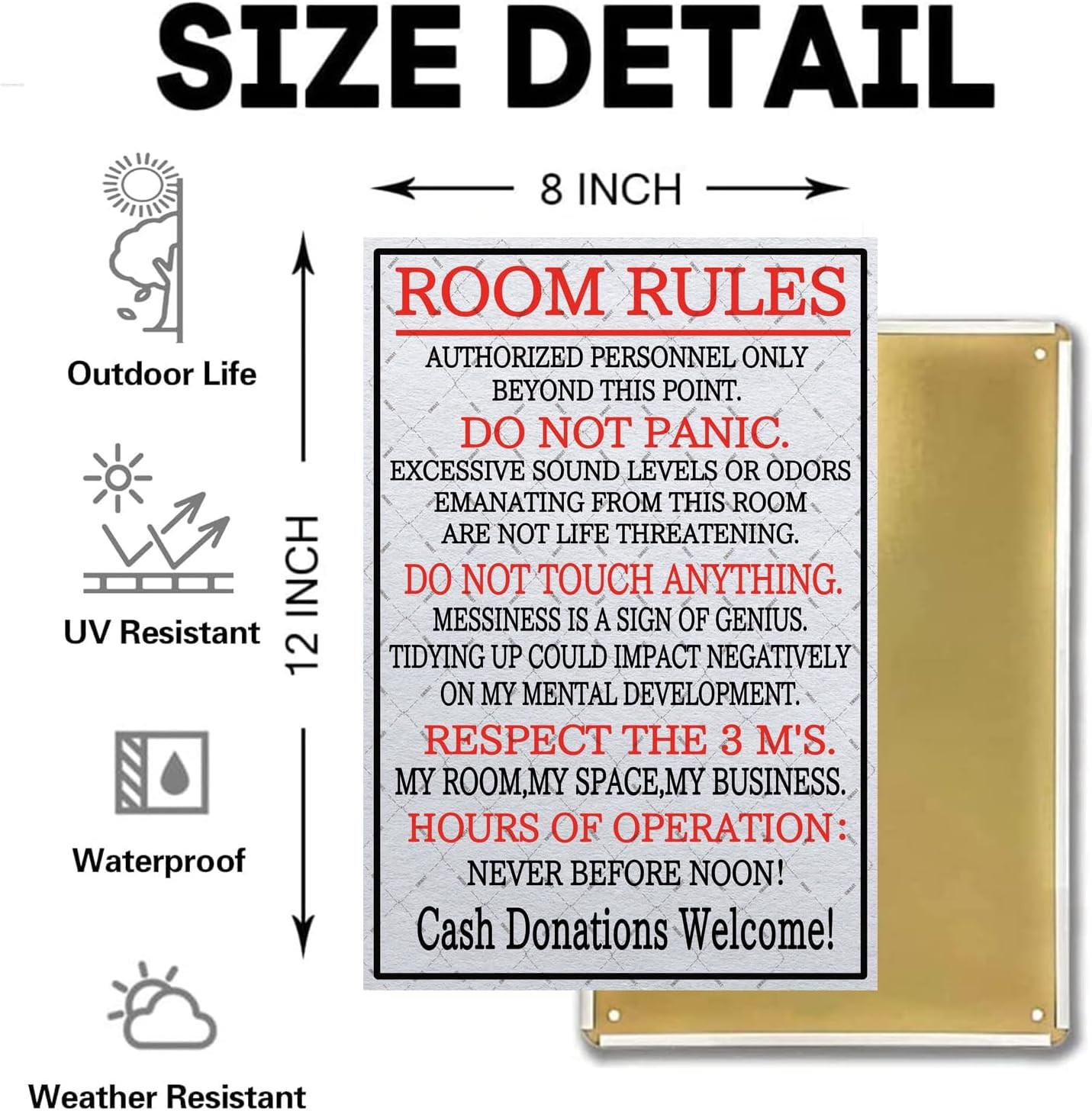Metal Room Sign – Rules Signs Home Decor Wall Art 12X8 Inches
