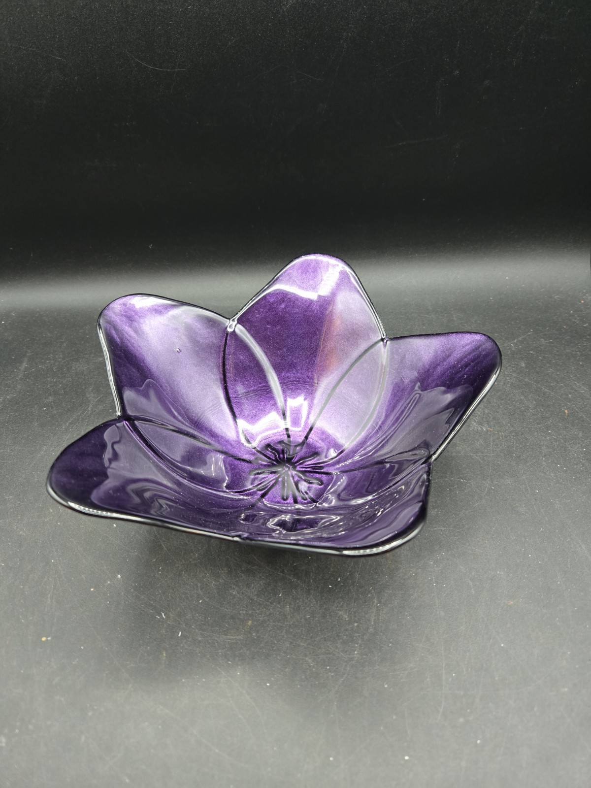 Hand-Painted Purple Gilded Glass Dish/Bowl by Red Pomegranate Turkey
