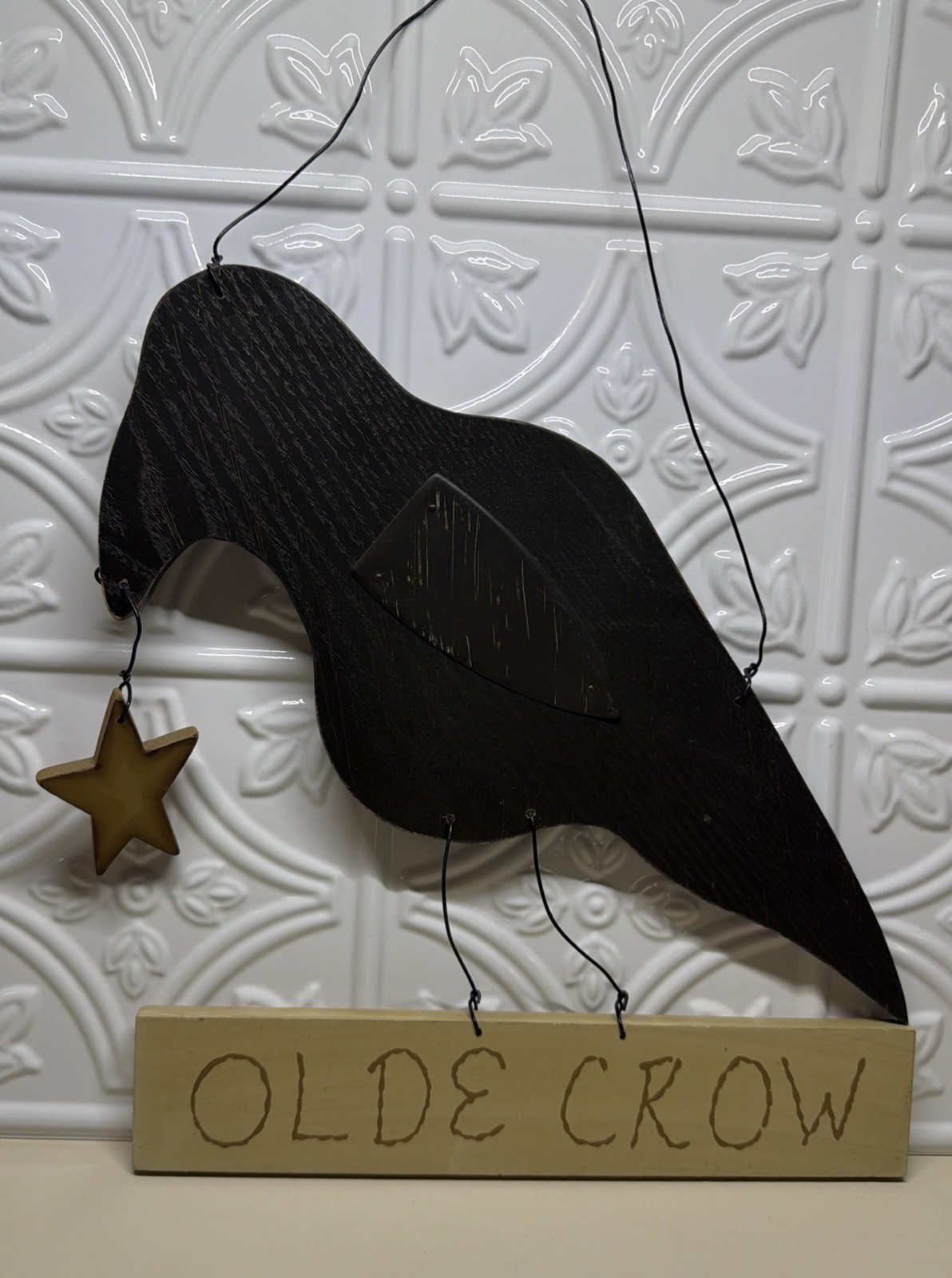 Primitive Wood Sign Welcome Olde Crow Rustic Country Home Decor